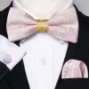 Pink Paisley Pre-tied Bow Tie Ring Hanky Cufflinks Set sold by Barrywang