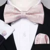 Pink Paisley Pre-tied Bow Tie Ring Hanky Cufflinks Set sold by Barrywang