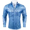 Barry Wang Button Down Shirt Light Blue Paisley Silk Men's Long Sleeve Shirt sold by Barrywang