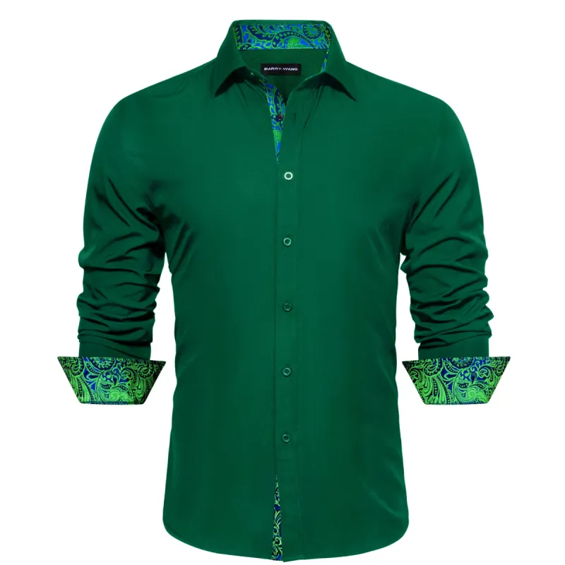 Barry.wang Formal Green Splicing Men's Business Shirt sold by Barrywang