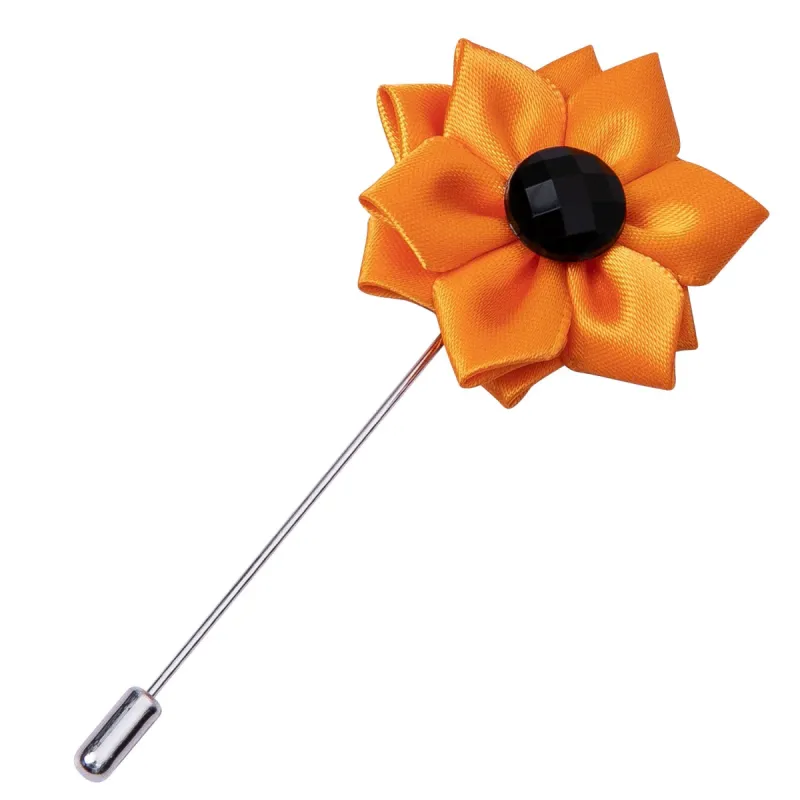 Barry Wang Accessories Novelty Orange Floral Lapel Pin Men's Brooch made by Barrywang
