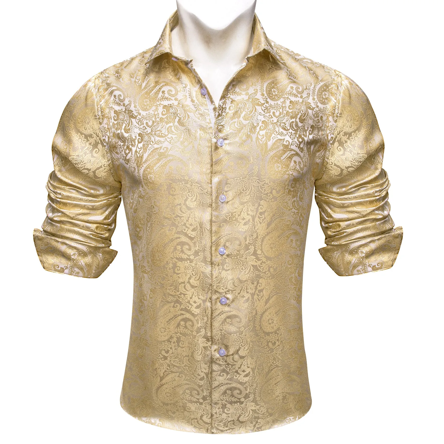 Barry Wang Vintage Paisley Shirt Jasmine Jacquard Silk Men's Shirt sold by Barrywang product image thumbnail 5