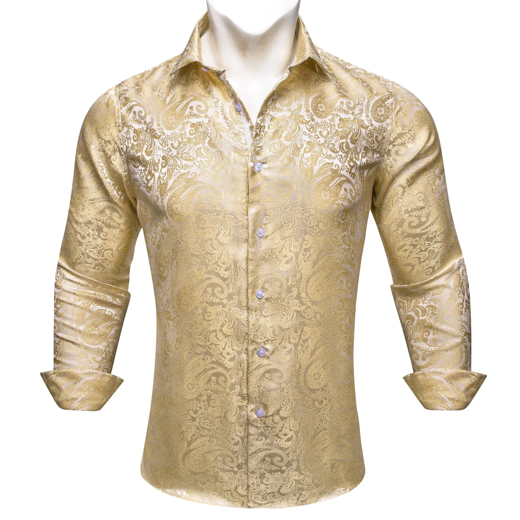 Barry Wang Vintage Paisley Shirt Jasmine Jacquard Silk Men's Shirt sold by Barrywang product image thumbnail 2