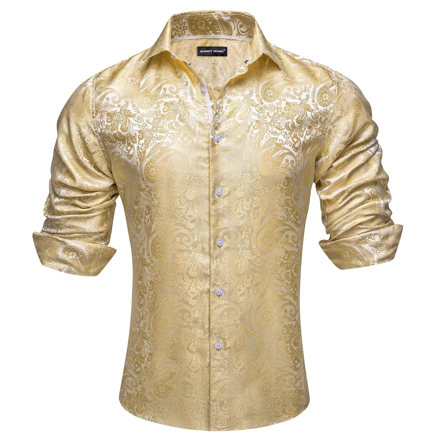 Barry Wang Vintage Paisley Shirt Jasmine Jacquard Silk Men's Shirt sold by Barrywang product image thumbnail 4