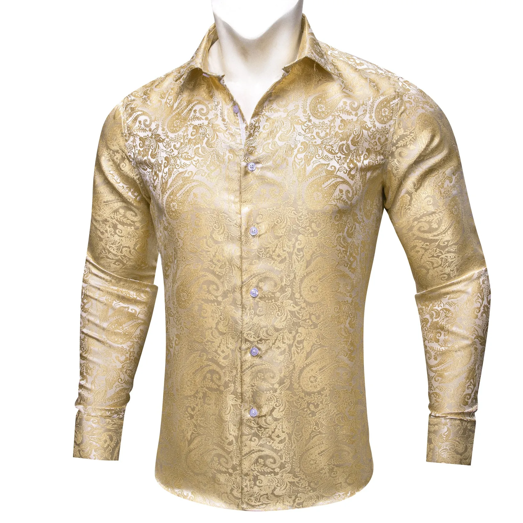 Barry Wang Vintage Paisley Shirt Jasmine Jacquard Silk Men's Shirt sold by Barrywang product image thumbnail 3