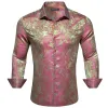 Barry Wang Green RoseRed Pink Paisley Silk Mens Dinner Shirt for Party sold by Barrywang