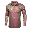 Barry Wang Green RoseRed Pink Paisley Silk Mens Dinner Shirt for Party sold by Barrywang