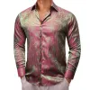 Barry Wang Green RoseRed Pink Paisley Silk Mens Dinner Shirt for Party sold by Barrywang