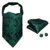 Barry. Wang Ascot Tie Dark Green Paisley Necktie Handkerchief Cufflinks Set sold by Barrywang