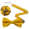 Barry Wang Yellow Tie Amber Solid Pre-tied Bow Tie Hanky Cufflinks Set sold by Barrywang