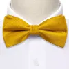 Barry Wang Yellow Tie Amber Solid Pre-tied Bow Tie Hanky Cufflinks Set sold by Barrywang