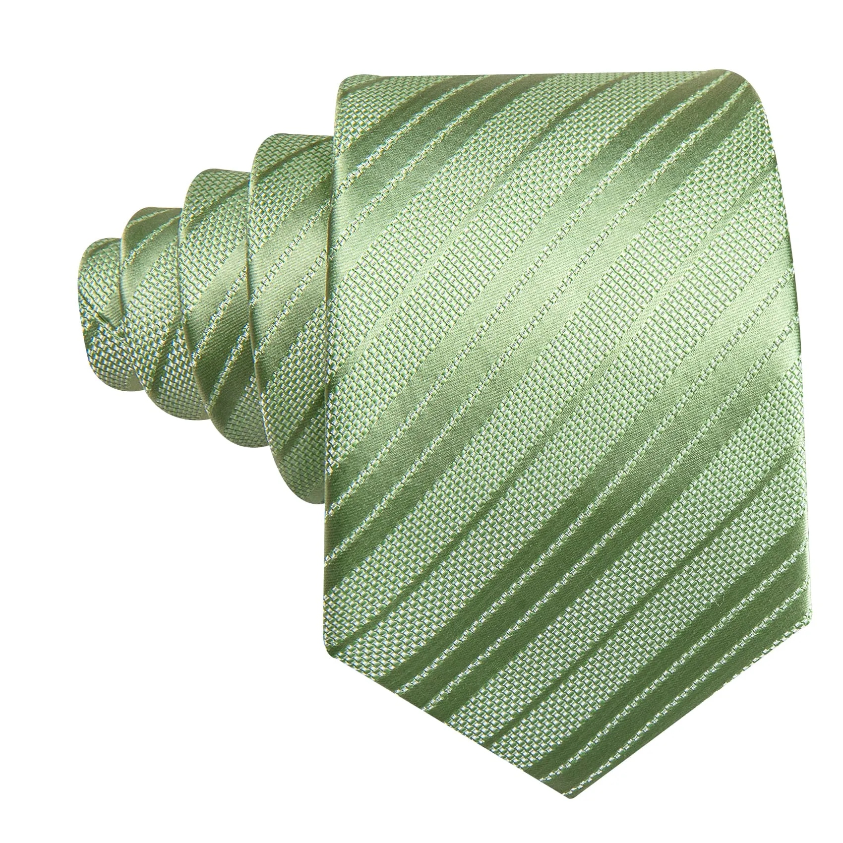 Barry. Wang Auqamarin Green Striped Men's Tie Handkerchief Pocket Set sold by Barrywang product image thumbnail 3