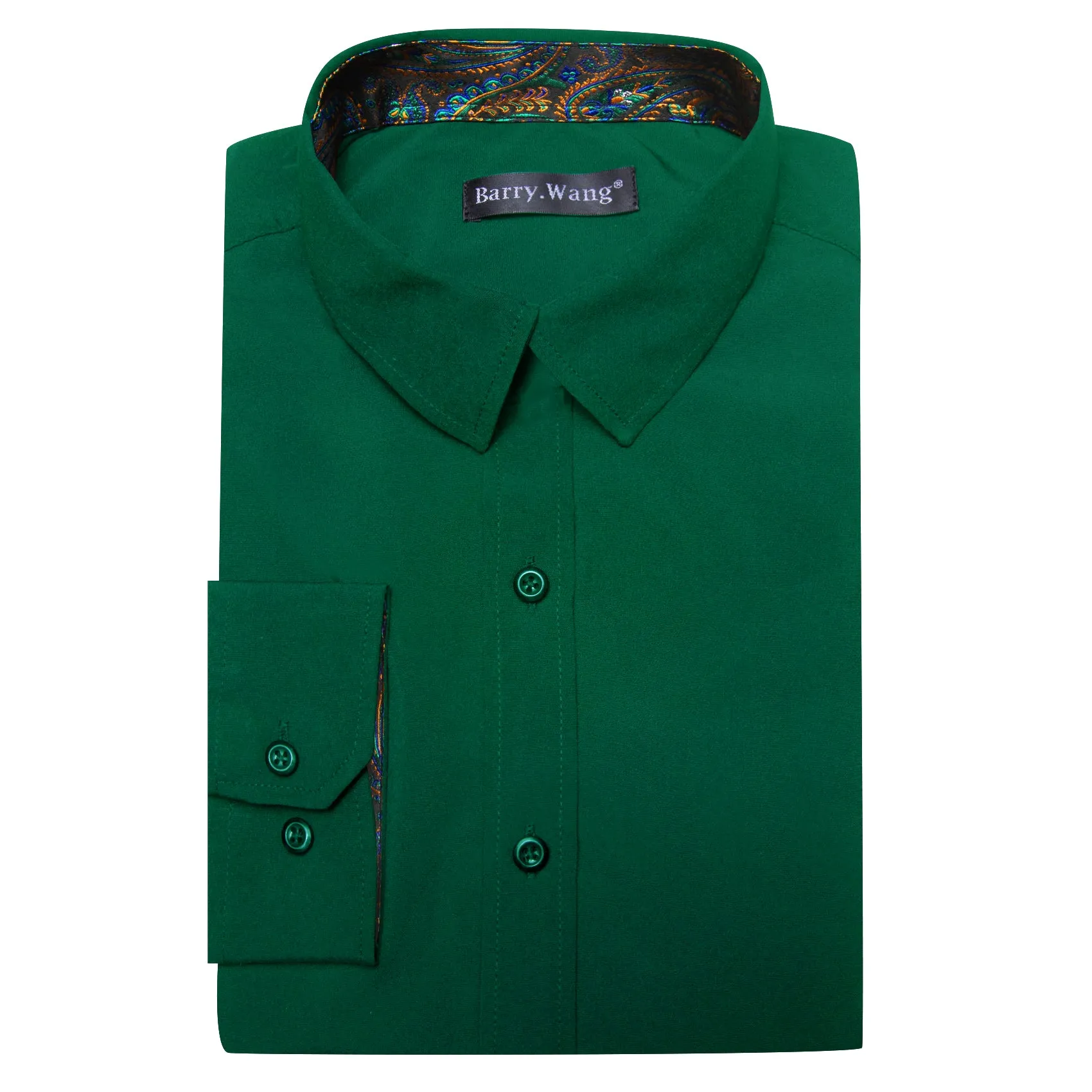 Barry.wang Formal Green Blue Splicing Men's Business Shirt sold by Barrywang product image thumbnail 4