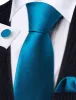 Barry. Wang Deep Sky Blue Solid Silk Necktie Handkerchief Cufflinks Set sold by Barrywang