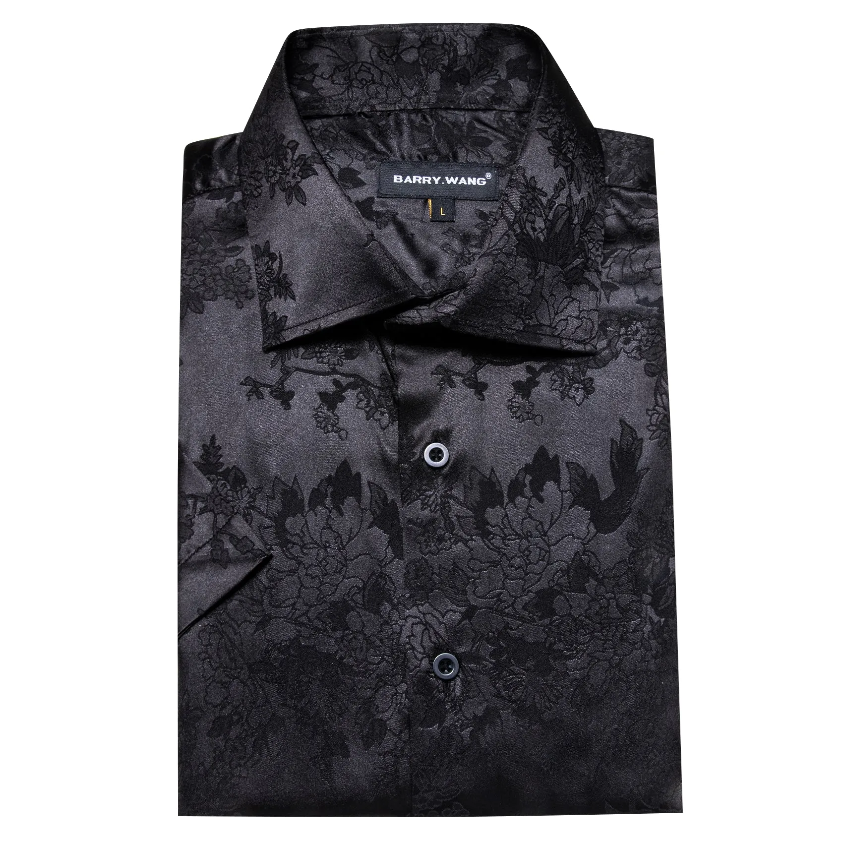 Barry Wang Short Sleeve Button Up Black Floral Short Sleeves Shirt sold by Barrywang product image thumbnail 3