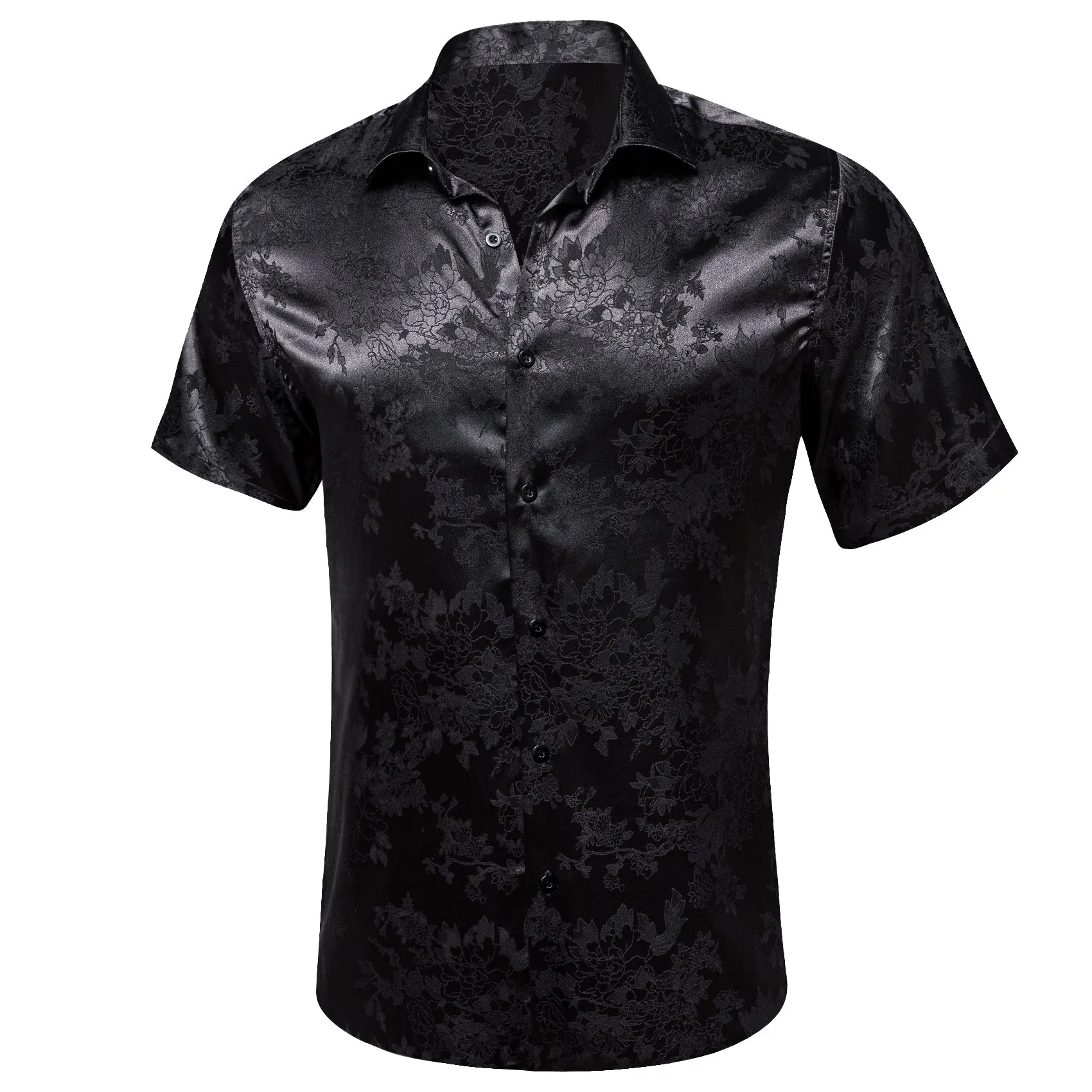 Barry Wang Short Sleeve Button Up Black Floral Short Sleeves Shirt sold by Barrywang product image thumbnail 2