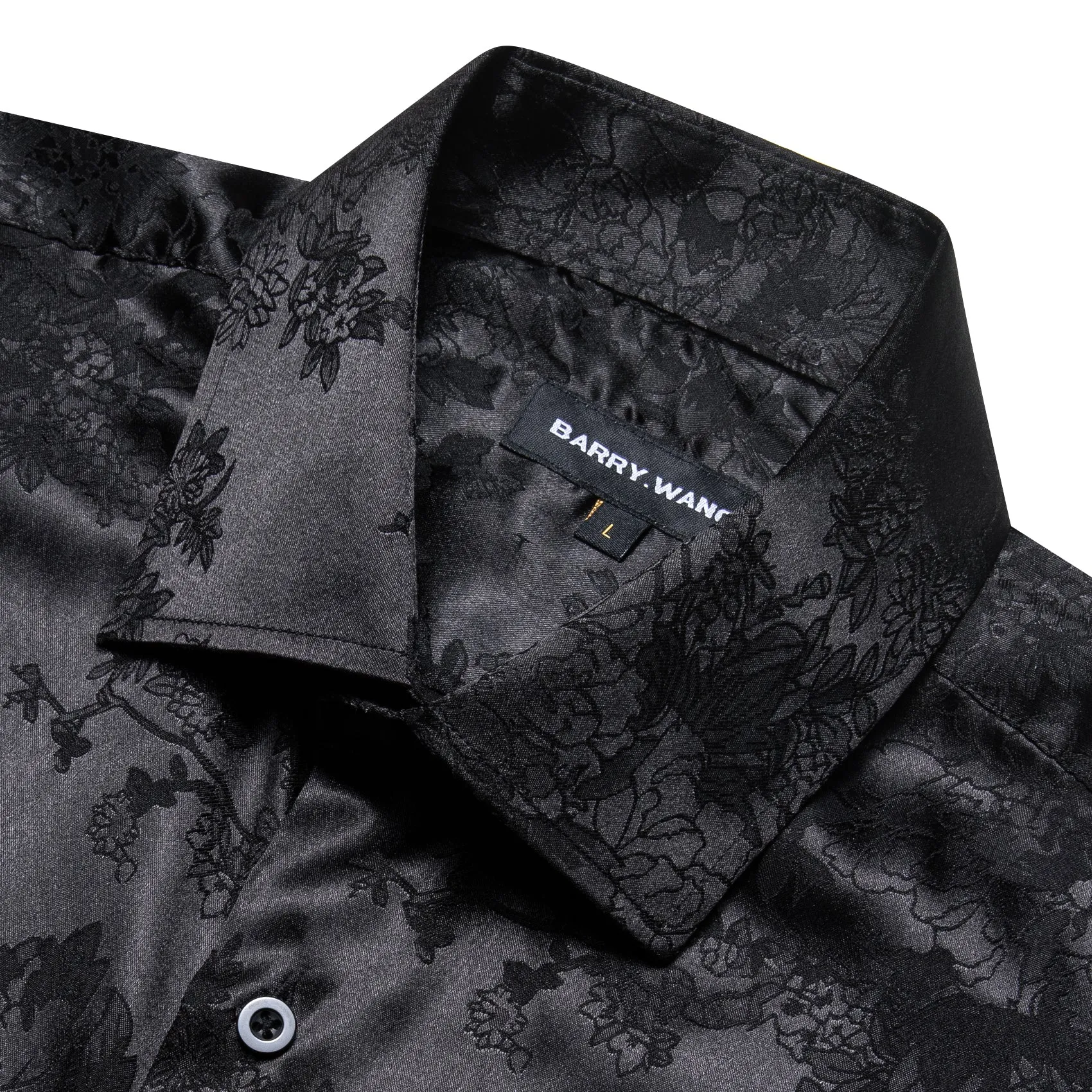Barry Wang Short Sleeve Button Up Black Floral Short Sleeves Shirt sold by Barrywang product image thumbnail 4
