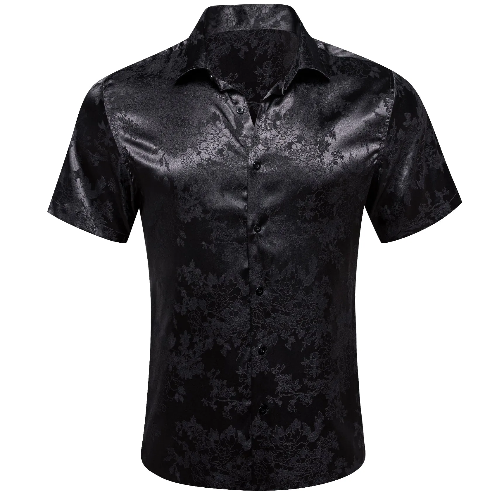 Barry Wang Short Sleeve Button Up Black Floral Short Sleeves Shirt sold by Barrywang