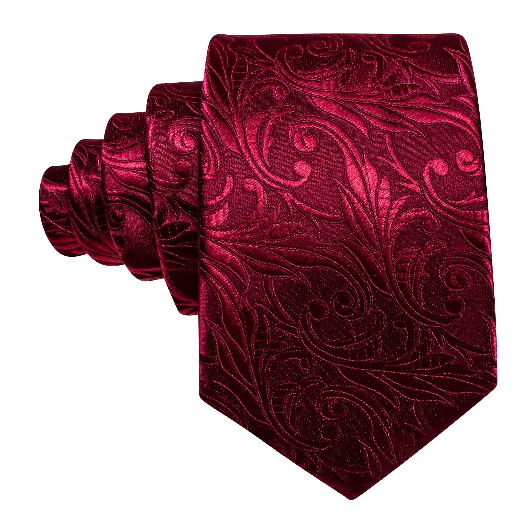 Barry Wang Men's Dark Red Tie Paisley Silk Necktie Hanky Cufflinks Set sold by Barrywang product image thumbnail 4