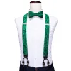 Green Paisley Y Back Adjustable Bow Tie Suspenders Set sold by Barrywang
