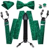 Green Paisley Y Back Adjustable Bow Tie Suspenders Set sold by Barrywang