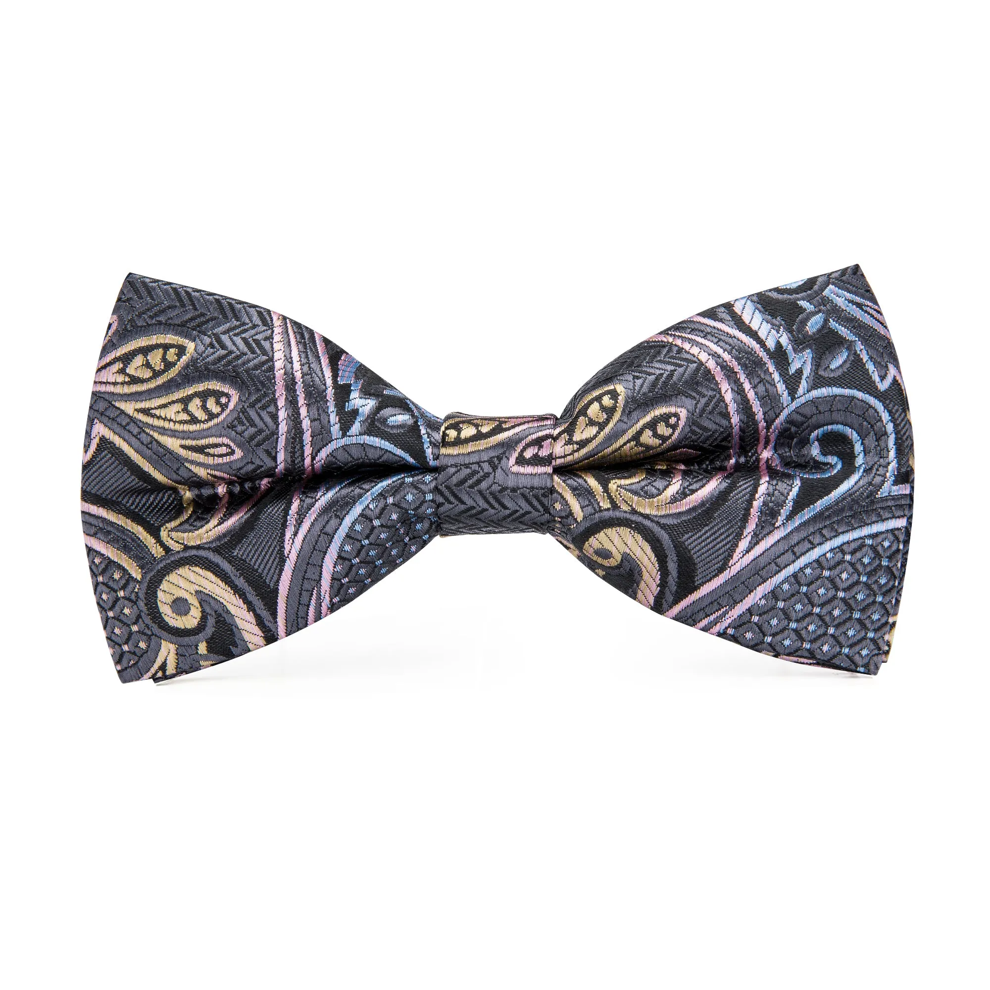 Grey Paisley Pre-tied Bow Tie Hanky Cufflinks Set sold by Barrywang product image thumbnail 4