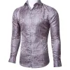 Barry Wang Silver Pink Shirts Novelty Purple Paisley Jacquard Shirt sold by Barrywang