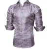 Barry Wang Silver Pink Shirts Novelty Purple Paisley Jacquard Shirt sold by Barrywang