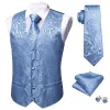 Barry. Wang Light Blue Mens Vest V-Neck Silk Floral Wedding Waistcoat Necktie Set sold by Barrywang