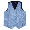 Barry. Wang Light Blue Mens Vest V-Neck Silk Floral Wedding Waistcoat Necktie Set sold by Barrywang