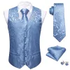 Barry. Wang Light Blue Mens Vest V-Neck Silk Floral Wedding Waistcoat Necktie Set sold by Barrywang