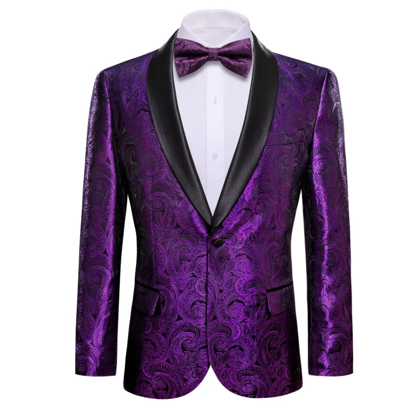 Barry. Wang Shawl Collar Suit Men's Purple Floral Suit Jacket sold by Barrywang