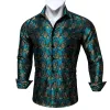 Barry Wang Long Sleeve Shirt Teal Coral Paisley Silk Men's Shirt sold by Barrywang