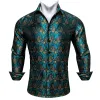 Barry Wang Long Sleeve Shirt Teal Coral Paisley Silk Men's Shirt sold by Barrywang