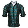 Barry Wang Long Sleeve Shirt Teal Coral Paisley Silk Men's Shirt sold by Barrywang