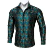 Barry Wang Long Sleeve Shirt Teal Coral Paisley Silk Men's Shirt sold by Barrywang