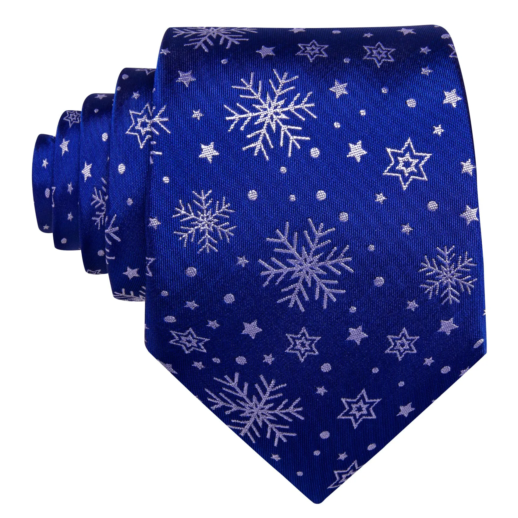 Barry Wang Snowflake Necktie Blue White Men's Tie Hanky Cufflinks Set sold by Barrywang product image thumbnail 3