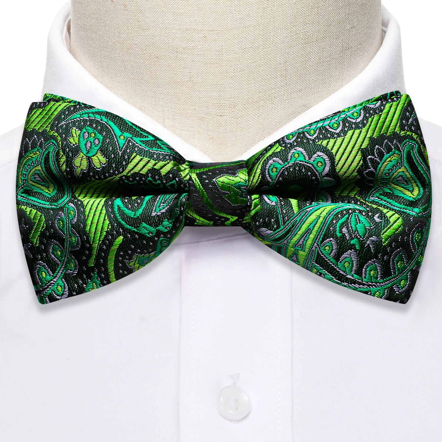 Barry. Wang Green Paisley Bow Tie Hanky Cufflinks Set sold by Barrywang product image thumbnail 3