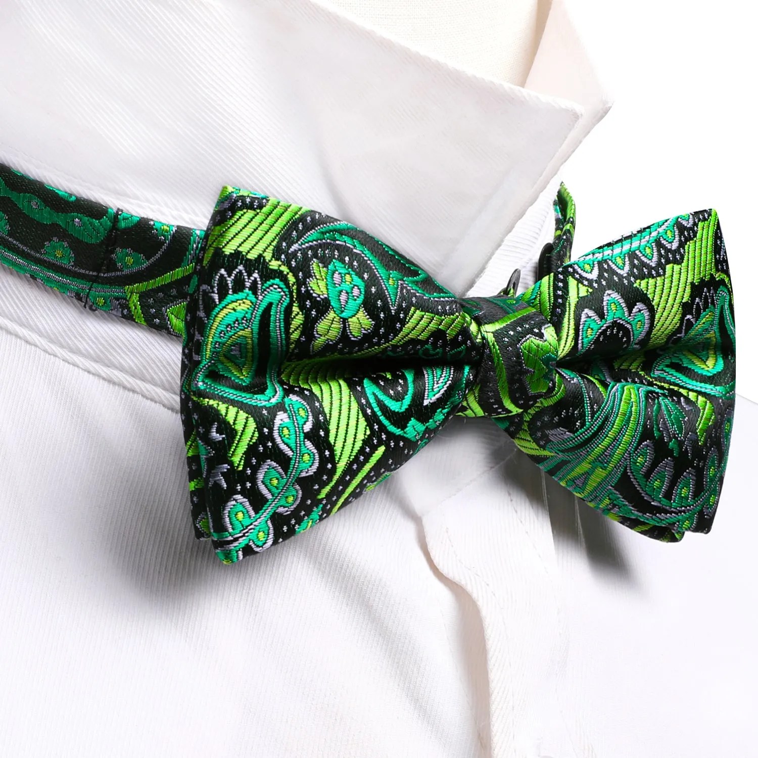 Barry. Wang Green Paisley Bow Tie Hanky Cufflinks Set sold by Barrywang product image thumbnail 2