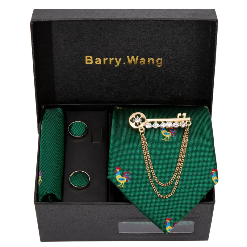 Barry. Wang Tie Gift Box Set Necktie Alloy Lapel Pin Brooch Hanky Cufflinks Combo sold by Barrywang