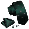 Barry Wang Jungle Green Necktie Dog Print Silk Tie Hanky Cufflinks Set sold by Barrywang