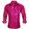 Barry. Wang Men's Shirt Magenta Pink Bronzing Floral Button Down Long Sleeve Shirt sold by Barrywang