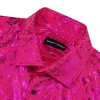 Barry. Wang Men's Shirt Magenta Pink Bronzing Floral Button Down Long Sleeve Shirt sold by Barrywang