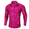 Barry. Wang Men's Shirt Magenta Pink Bronzing Floral Button Down Long Sleeve Shirt sold by Barrywang