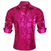 Barry. Wang Men's Shirt Magenta Pink Bronzing Floral Button Down Long Sleeve Shirt sold by Barrywang