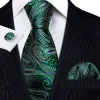 Barry. Wang Green Tie Paisley Silk Men's Tie Pocket Square Cufflinks Set with Brooches sold by Barrywang