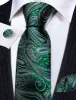 Barry. Wang Green Tie Paisley Silk Men's Tie Pocket Square Cufflinks Set with Brooches sold by Barrywang