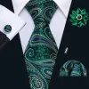 Barry. Wang Green Tie Paisley Silk Men's Tie Pocket Square Cufflinks Set with Brooches sold by Barrywang