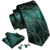 Barry. Wang Green Tie Paisley Silk Men's Tie Pocket Square Cufflinks Set with Brooches sold by Barrywang