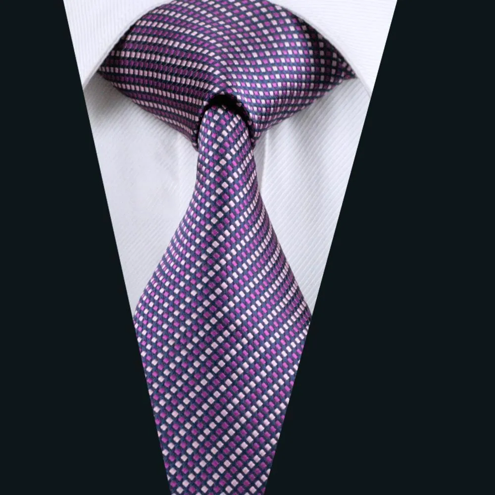 Purple Pink Striped Silk Men's Tie Pocket Square Cufflinks Set sold by Barrywang product image thumbnail 2